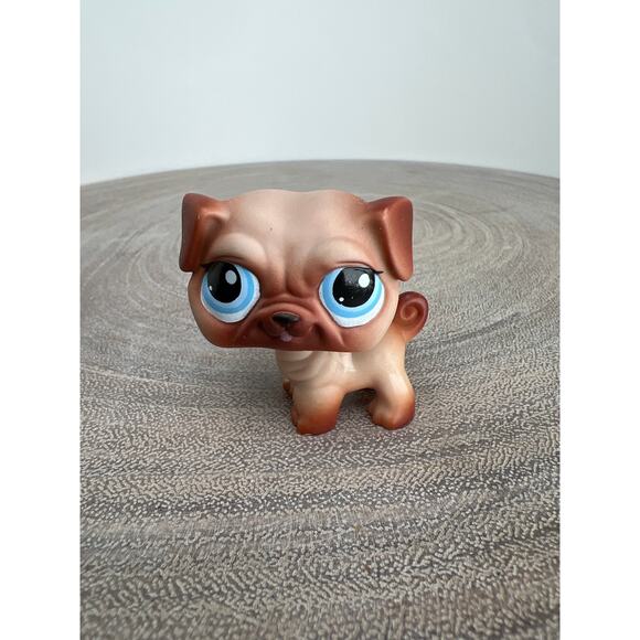 Littlest Pet Shop LPS Brown Pug #1313 Blue Eyes 2007 - Picture 1 of 6